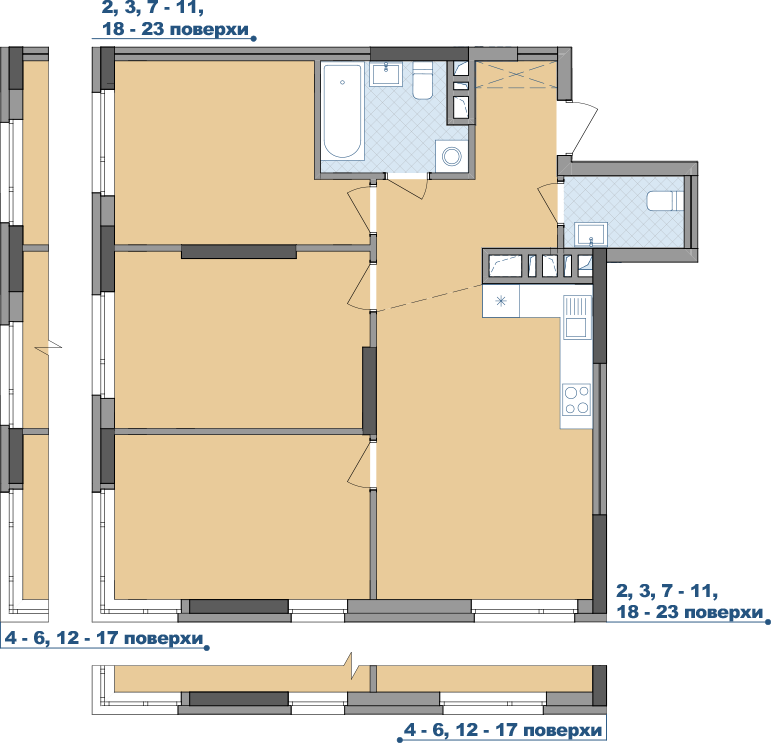 3-кімнатна