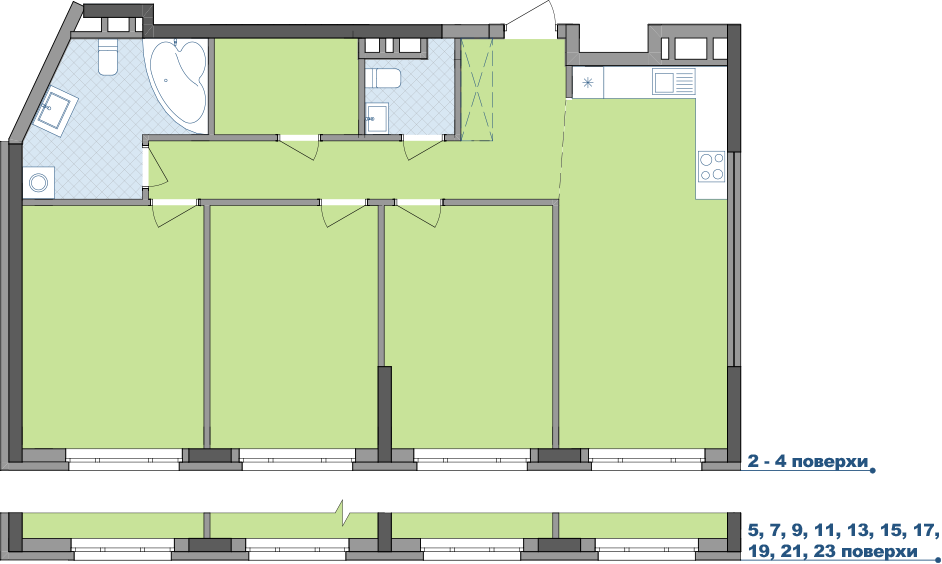 3-кімнатна